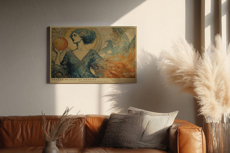 Paul Sinus Wandbild 120x80cm Orakel Frau Jugendstil Kunstmotiv Mystische Figur mit leuchtender Kugel