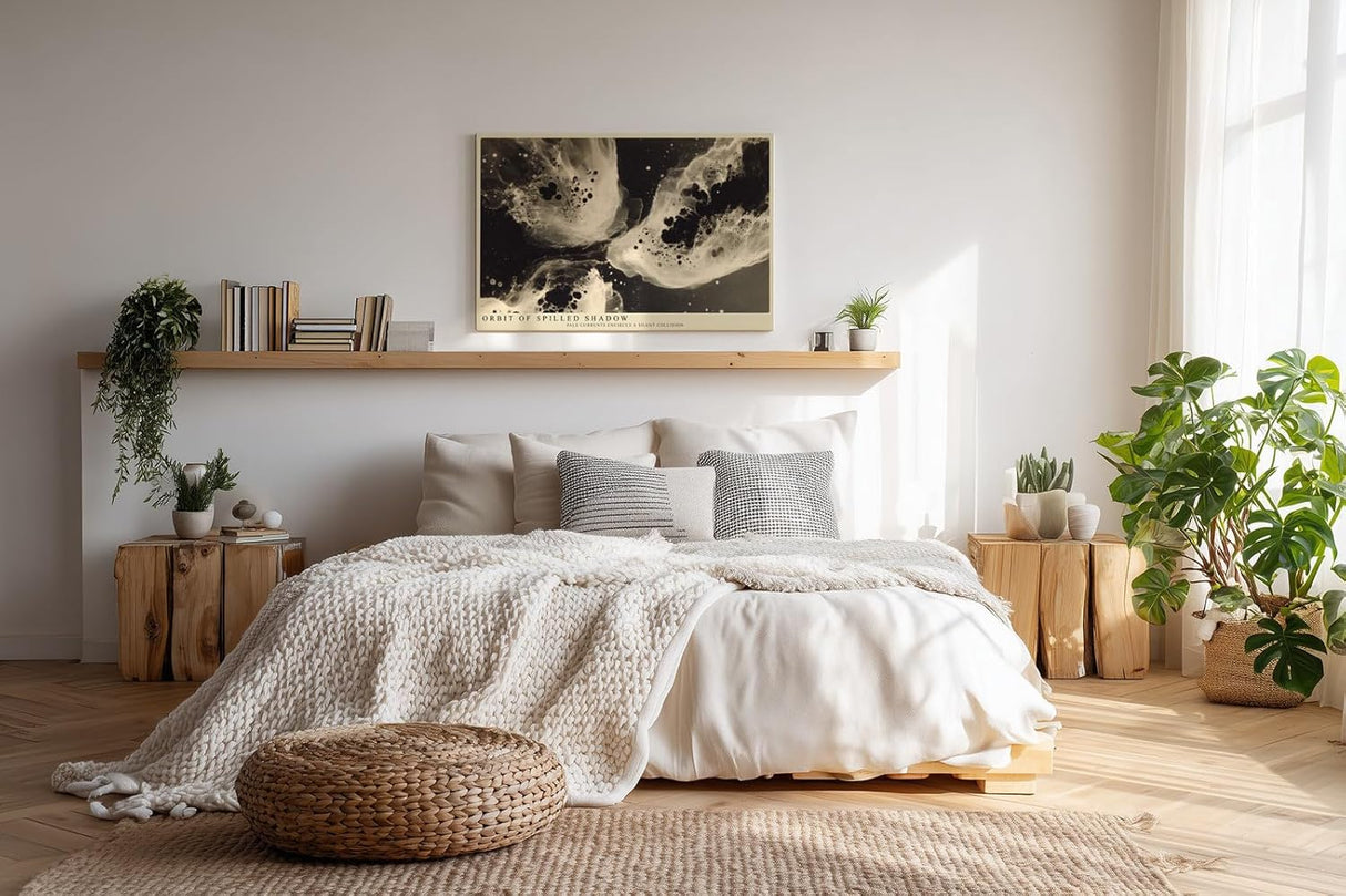 Paul Sinus Wandbild 120x80cm Orbit of Spilled Shadow Abstrakte Schwarz Weiss Fluid Kunst Modernes Design Wandbild 120x80cm fuer Wohnzimmer und Büro