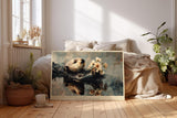 Paul Sinus Wandbild 120x80cm Otter mit Blumen moderne Tierkunst naturinspirierte Malerei grosses Kunstbild stilvolle Wanddekoration fuer Wohnzimmer Büro
