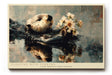 Paul Sinus Wandbild 120x80cm Otter mit Blumen moderne Tierkunst naturinspirierte Malerei grosses Kunstbild stilvolle Wanddekoration fuer Wohnzimmer Büro