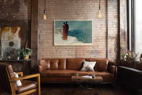 Paul Sinus Wandbild 120x80cm Paar am Meer Romantische Küsten Szene Moderne Malerei Kunstmotiv mit ruhiger Meereslandschaft