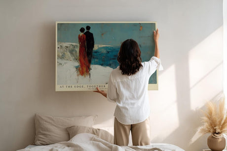 Paul Sinus Wandbild 120x80cm Paar am Meer Romantische Küsten Szene Moderne Malerei Kunstmotiv mit ruhiger Meereslandschaft