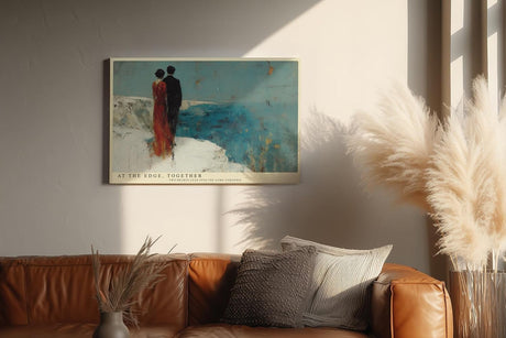 Paul Sinus Wandbild 120x80cm Paar am Meer Romantische Küsten Szene Moderne Malerei Kunstmotiv mit ruhiger Meereslandschaft