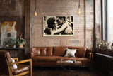 Paul Sinus Wandbild 120x80cm Paar Kuss im Regen Romantische Szene Vintage Fotokunst Schwarz Weiss Liebesmotiv