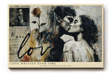 Paul Sinus Wandbild 120x80cm Paar Liebe Vintage Collage Romantische Kunstszene mit Rose und Schriftmotiv