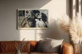 Paul Sinus Wandbild 120x80cm Paar Liebe Vintage Collage Romantische Kunstszene mit Rose und Schriftmotiv