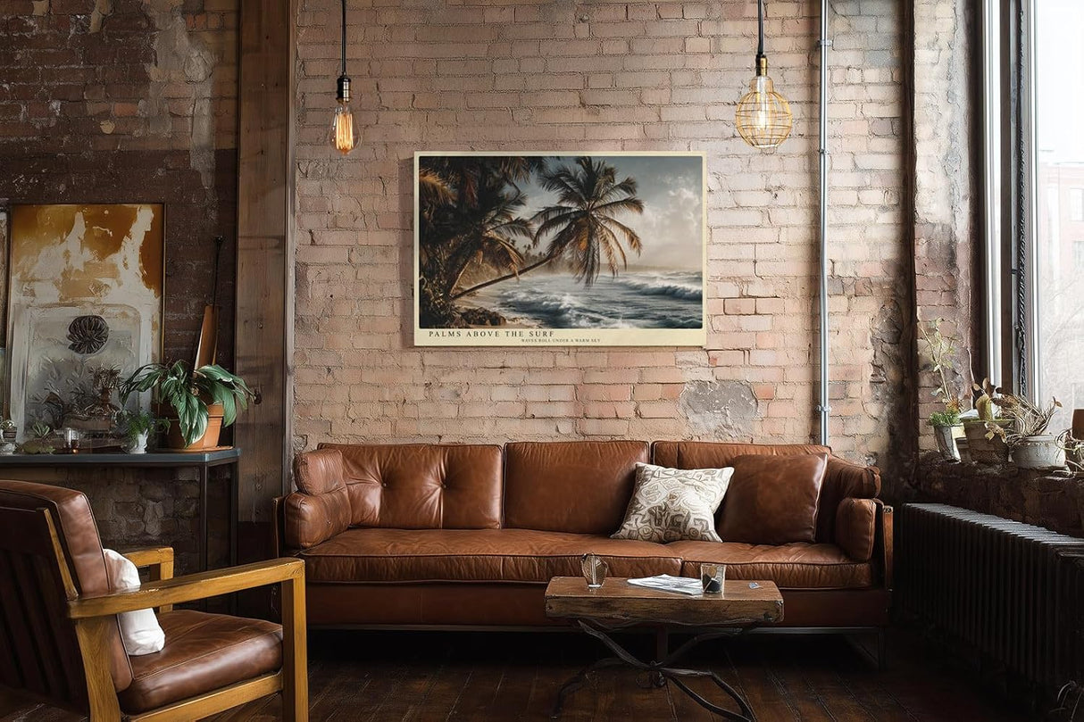 Paul Sinus Wandbild 120x80cm Palms Above the Surf tropischer Strand mit Palmen und Meer Natur Landschaft Poster für Wohnzimmer Schlafzimmer