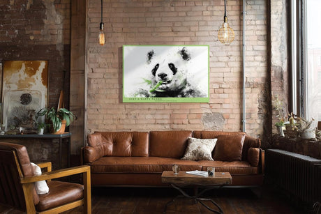 Paul Sinus Wandbild 120x80cm Panda Aquarell Illustration Tiermotiv schwarz weiß grün moderne Tierkunst ruhiges Naturbild stilvolle Wanddekoration für Wohnzimmer Kinderzimmer Büro