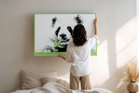 Paul Sinus Wandbild 120x80cm Panda Aquarell Illustration Tiermotiv schwarz weiß grün moderne Tierkunst ruhiges Naturbild stilvolle Wanddekoration für Wohnzimmer Kinderzimmer Büro