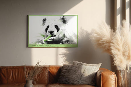 Paul Sinus Wandbild 120x80cm Panda Aquarell Illustration Tiermotiv schwarz weiß grün moderne Tierkunst ruhiges Naturbild stilvolle Wanddekoration für Wohnzimmer Kinderzimmer Büro