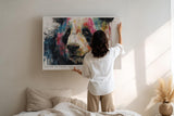 Paul Sinus Wandbild 120x80cm Panda Portrait abstrakte Tiermalerei buntes Farbspiel moderne Tierkunst expressive Wanddekoration fuer Wohnzimmer Büro