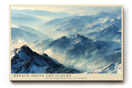 Paul Sinus Wandbild 120x80cm Panorama Berglandschaft ueber den Wolken Atmosphaerische Naturkunst in sanften Blau und Grautoenen