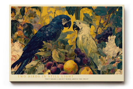 Paul Sinus Wandbild 120x80cm Papageien Stillleben Tropische Voegel Kunstmotiv mit Früchten und Pflanzen