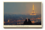 Paul Sinus Wandbild 120x80cm Paris Eiffelturm Abendlicht romantische Stadt Fotokunst goldene Lichter modernes Stadtbild Wanddekoration fuer Wohnzimmer Büro