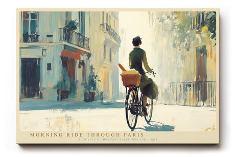 Paul Sinus Wandbild 120x80cm Paris Fahrrad Szene romantische Stadt Kunst Wanddekoration Paris Strasse Motiv Wohnzimmer Schlafzimmer