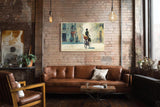 Paul Sinus Wandbild 120x80cm Paris Fahrrad Szene romantische Stadt Kunst Wanddekoration Paris Strasse Motiv Wohnzimmer Schlafzimmer