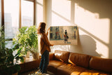 Paul Sinus Wandbild 120x80cm Paris Fahrrad Szene romantische Stadt Kunst Wanddekoration Paris Strasse Motiv Wohnzimmer Schlafzimmer