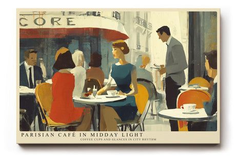Paul Sinus Wandbild 120x80cm Pariser Café Szene moderne Stadt Kunst impressionistische Illustration Wanddekoration Wohnzimmer Esszimmer