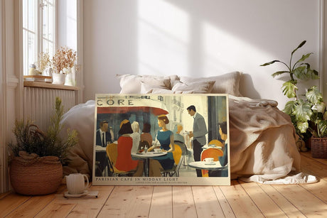 Paul Sinus Wandbild 120x80cm Pariser Café Szene moderne Stadt Kunst impressionistische Illustration Wanddekoration Wohnzimmer Esszimmer