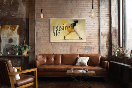 Paul Sinus Wandbild 120x80cm Passion de moderne Fashion Illustration Frau in Bewegung gelb beige Kunst Poster stilvolle