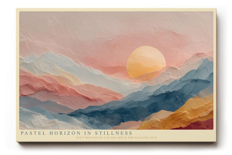 Paul Sinus Wandbild 120x80cm Pastel Horizon in Stillness moderne Landschaft mit Pastellbergen und Sonne Poster für Wohnzimmer Schlafzimmer Büro