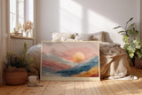 Paul Sinus Wandbild 120x80cm Pastel Horizon in Stillness moderne Landschaft mit Pastellbergen und Sonne Poster für Wohnzimmer Schlafzimmer Büro