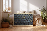 Paul Sinus Wandbild Patterns of Shadow and Gold elegantes Strukturmotiv mit goldumrandeten Schuppenformen