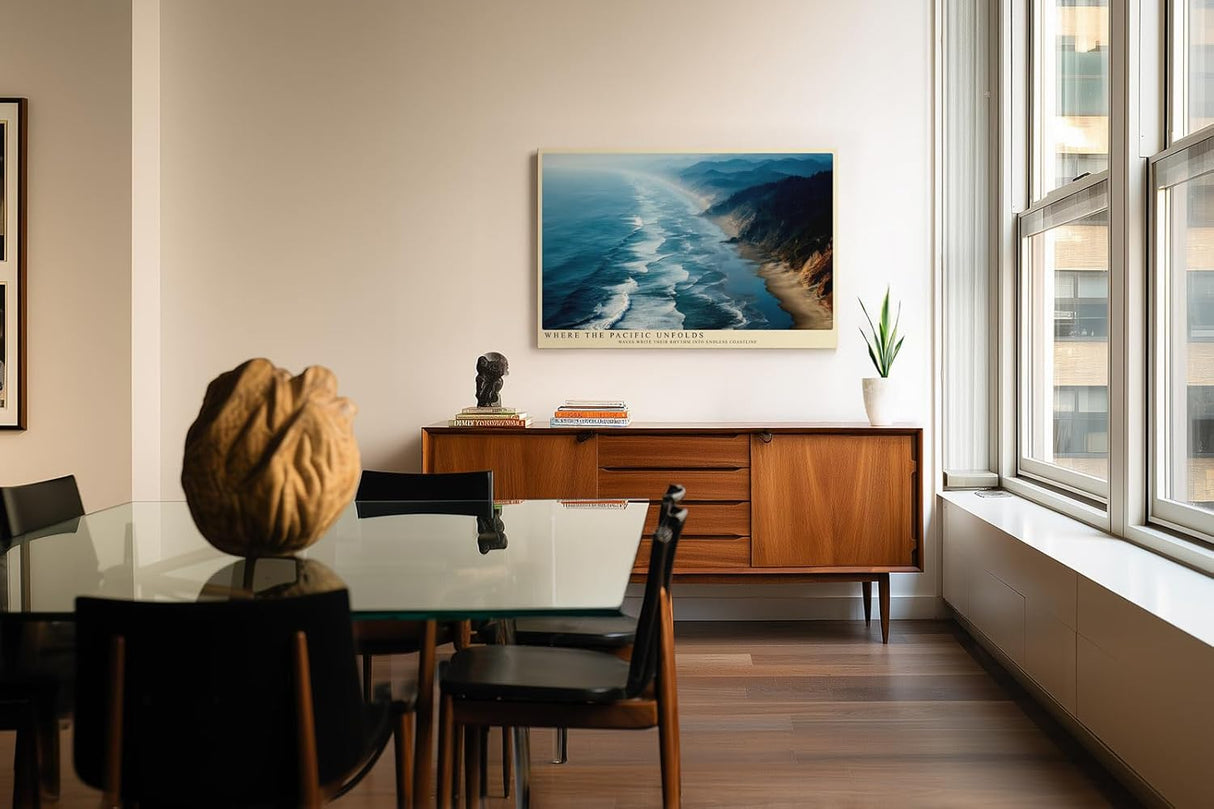 Paul Sinus Wandbild 120x80cm Pazifische Kueste Panorama Ozean Landschaft moderne Natur Wanddekoration Meer Kueste Kunstdruck Wohnzimmer Schlafzimmer