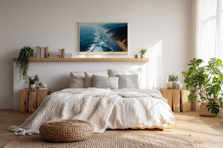 Paul Sinus Wandbild 120x80cm Pazifische Kueste Panorama Ozean Landschaft moderne Natur Wanddekoration Meer Kueste Kunstdruck Wohnzimmer Schlafzimmer