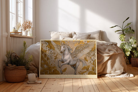 Paul Sinus Wandbild Pegasus Among Blooming Heavens Mythic Beauty in Golden Harmony