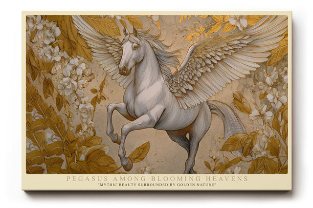 Paul Sinus Wandbild Pegasus Among Blooming Heavens Mythic Beauty in Golden Harmony