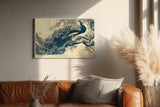 Paul Sinus Wandbild 120x80cm Pfau auf Ast Klassische Vogelkunst in Blau und Naturtoenen fuer Wohnzimmer Schlafzimmer und elegante Wohnräume