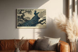 Paul Sinus Wandbild 120x80cm Pfau auf Baumzweig Elegante Vogelkunst in Blau Gold Asiatische Natur Wanddekoration