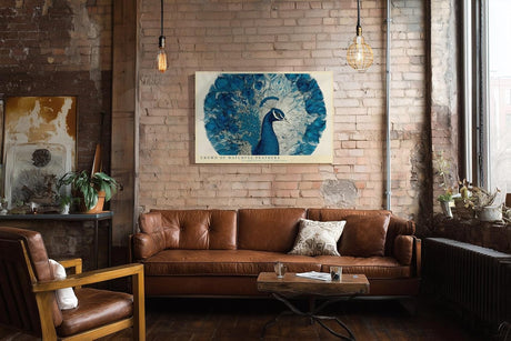 Paul Sinus Wandbild 120x80cm Pfau mit ausgebreiteten Federn Blaue Vogelkunst fuer Wohnzimmer Schlafzimmer und stilvolle Wohnräume