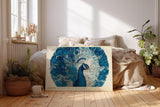 Paul Sinus Wandbild 120x80cm Pfau mit ausgebreiteten Federn Blaue Vogelkunst fuer Wohnzimmer Schlafzimmer und stilvolle Wohnräume
