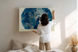 Paul Sinus Wandbild 120x80cm Pfau mit ausgebreiteten Federn Blaue Vogelkunst fuer Wohnzimmer Schlafzimmer und stilvolle Wohnräume