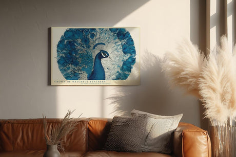 Paul Sinus Wandbild 120x80cm Pfau mit ausgebreiteten Federn Blaue Vogelkunst fuer Wohnzimmer Schlafzimmer und stilvolle Wohnräume