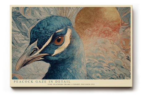 Paul Sinus Wandbild 120x80cm Pfau Portrait Tier Kunstmotiv Elegante Vogel Illustration mit detailreichen Federn und edler Farbgestaltung