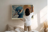 Paul Sinus Wandbild 120x80cm Pfau Portrait Tier Kunstmotiv Elegante Vogel Illustration mit detailreichen Federn und edler Farbgestaltung