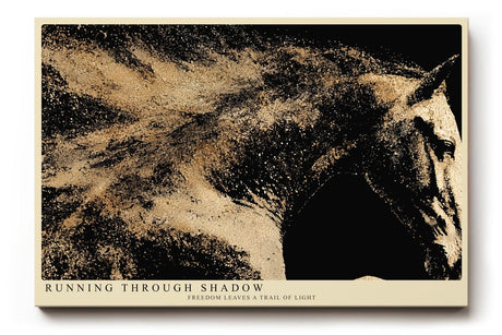 Paul Sinus Wandbild 120x80cm Pferd aus goldenen Partikeln abstrakte Tierkunst dynamische Bewegung modernes Kunstbild stilvolle Wanddekoration fuer Wohnzimmer Büro
