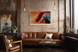 Paul Sinus Wandbild 120x80cm Pferde Paar abstrakte Tierkunst rot blau modernes Pferdemotiv Kunstdruck grosses Wandbild 120x80cm emotionale Wanddekoration fuer Wohnzimmer Büro
