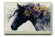 Paul Sinus Wandbild 120x80cm Pferdeportrait mit Blumen Abstrakte Tierkunst in Schwarz Violett und Gold