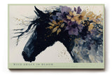 Paul Sinus Wandbild 120x80cm Pferdeportrait mit Blumen Abstrakte Tierkunst in Schwarz Violett und Gold