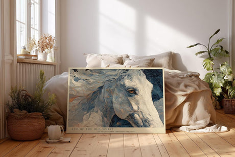 Paul Sinus Wandbild 120x80cm Pferdeportrait Moderne Tierkunst in Blau und Naturtoenen fuer Wohnzimmer Schlafzimmer und Büro