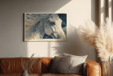Paul Sinus Wandbild 120x80cm Pferdeportrait Moderne Tierkunst in Blau und Naturtoenen fuer Wohnzimmer Schlafzimmer und Büro