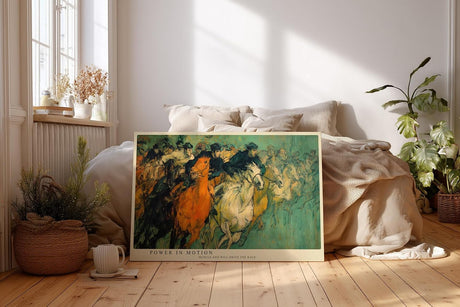 Paul Sinus Wandbild 120x80cm Pferderennen abstrakte Malerei dynamische Pferde Kunst Kunstdruck grosses Wandbild 120x80cm expressive Wanddekoration fuer Wohnzimmer Büro