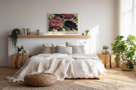 Paul Sinus Wandbild 120x80cm Pfingstrosen Blumen Kunst moderne florale Illustration Wanddekoration Wohnzimmer Schlafzimmer