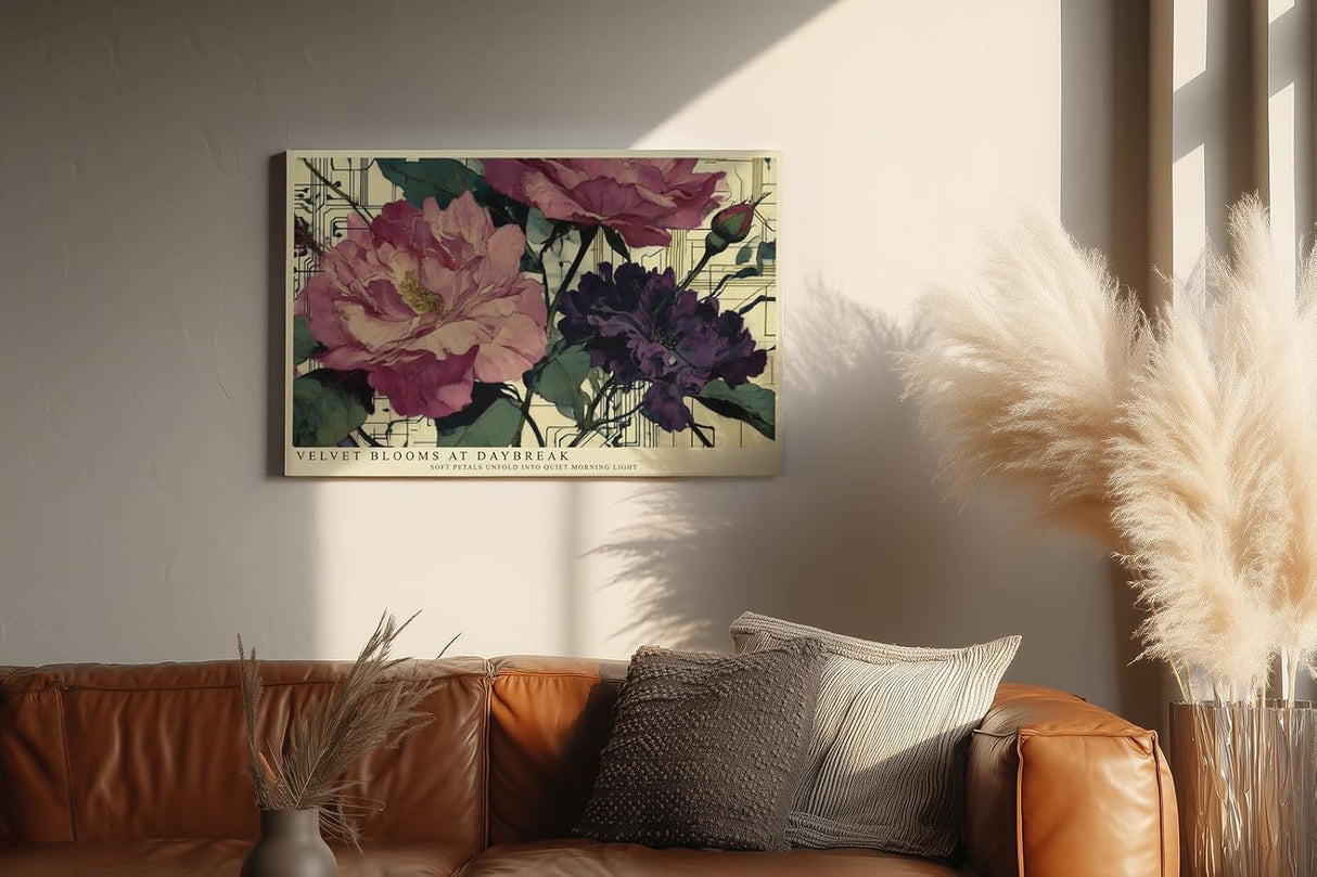 Paul Sinus Wandbild 120x80cm Pfingstrosen Blumen Kunst moderne florale Illustration Wanddekoration Wohnzimmer Schlafzimmer