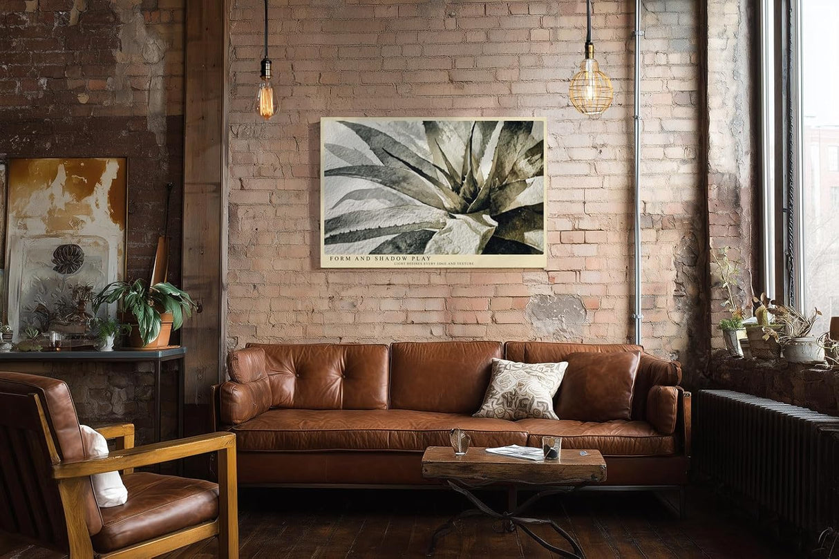 Paul Sinus Wandbild 120x80cm Pflanze Aquarell modern beige schwarz botanische Kunst Kunstdruck grosses Kunstbild elegante Wanddekoration fuer Wohnzimmer Büro Flur