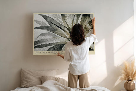 Paul Sinus Wandbild 120x80cm Pflanze Aquarell modern beige schwarz botanische Kunst Kunstdruck grosses Kunstbild elegante Wanddekoration fuer Wohnzimmer Büro Flur